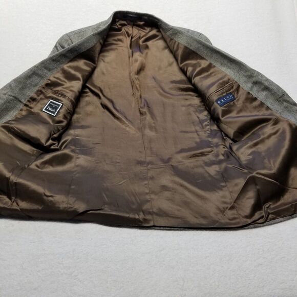 Ralph Ralph Lauren 42R Sport Coat Brown Herringbone Silk Wool Jacket 2 Button - Picture 5 of 10